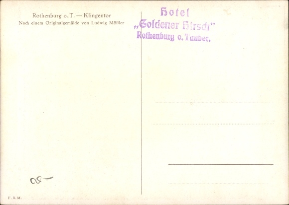 Artist PC Mößler, L., Rothenburg ob der Tauber Middle Franconia, Klingentor