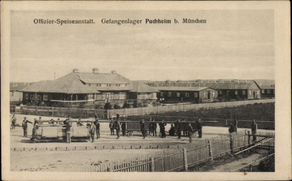 Postcard Puchheim in Upper Bavaria, prisoners of war in the camp, officer dining facility