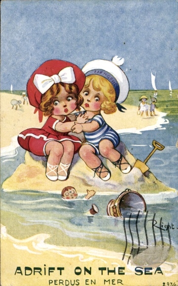 Artist Postcard Right, Children on the Beach, Floating on the Sea