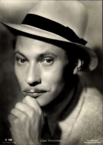 KP aktor Carl Raddatz, portret w kapeluszu, Film Photo Verlag G 199