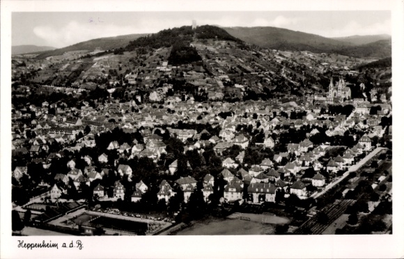 Postcard Heppenheim an der Bergstraße, aerial photograph, Starkenburg