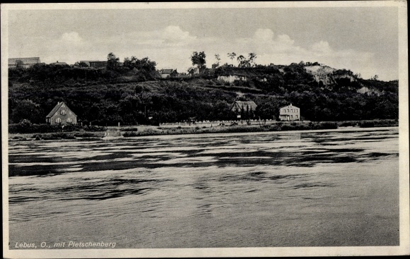 Postcard Lebus an der Oder, view of the town with Pletschenberg