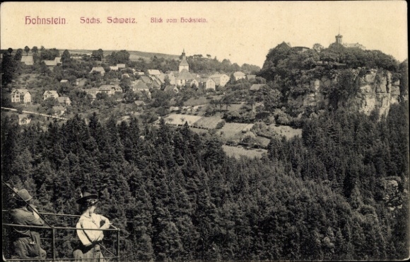 Ak Hohnstein Sächs.Schweiz,Blick vom Hockstein,Bäume