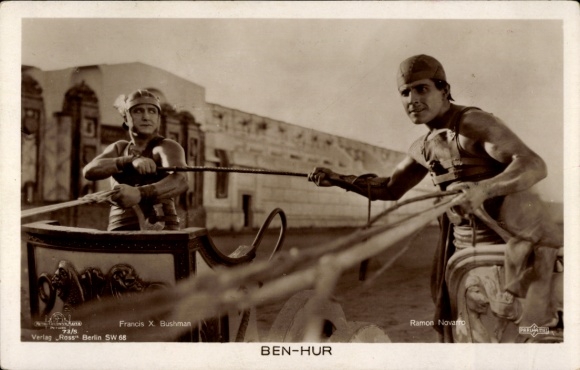 Ak Schauspieler Ramon Novarro, Francis X. Bushman, Ben Hur, Ross Verlag 73 5