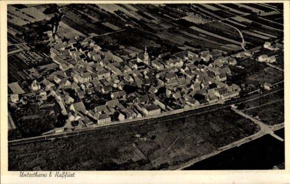 Postcard Untertheres near Haßfurt Lower Franconia, aerial photograph