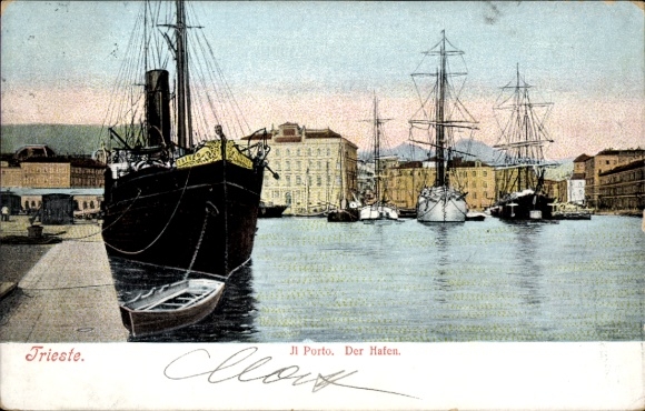 Ak Triest Trieste Friuli Venezia Giulia, Hafen