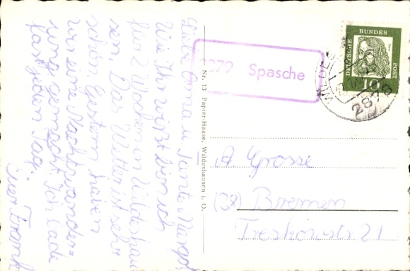Postcard Wildeshausen in Oldenburg, Alexanderstift Hospital, Westerstraße, Huntepartie, Hospital