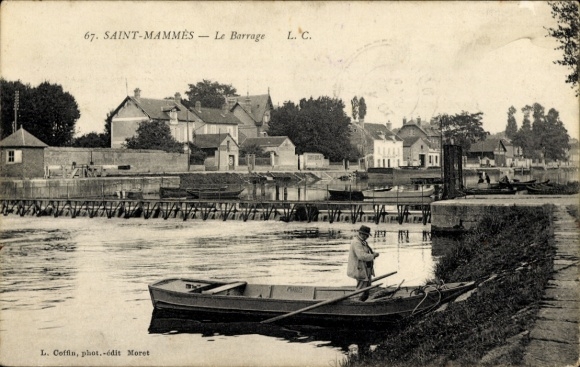 KP Saint Mammès Seine et Marne, le Barrage, łódź wiosłowa