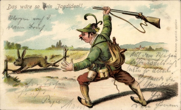Chromo-Litho That would be your hunting ideal, tied up hare, hunter
