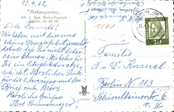 Postcard Berlin Reinickendorf Konradshöhe Tegelort, Birkengarten, Terrace