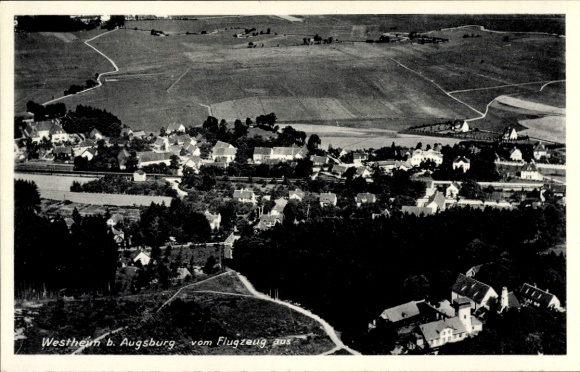 Postcard Westheim near Augsburg Neusäß in Swabia, aerial photograph