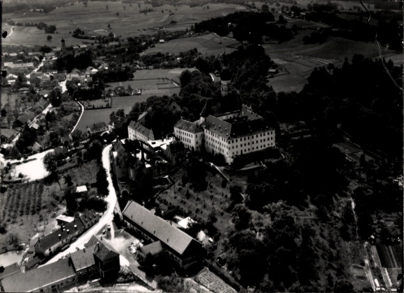 Postcard Andechs am Ammersee, Andechs Monastery, aerial photograph