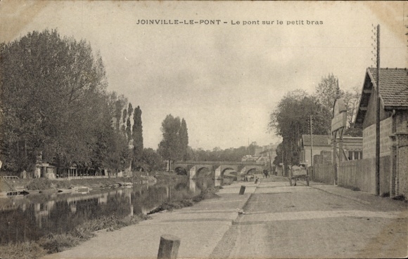 Ak Joinville le Pont Val de Marne, Le pont sur le petit bras