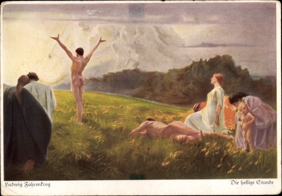 Artist PC Fahrenkrog, Ludwig, The Holy Hour, Wiechmann picture card No. 301