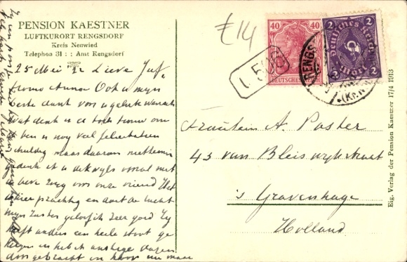 Postcard Rengsdorf in the Westerwald, Pension Kaestner, Logierhaus Marie, Villa Daheim