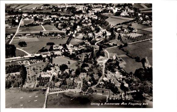 Postcard Utting am Ammersee Upper Bavaria, aerial photo