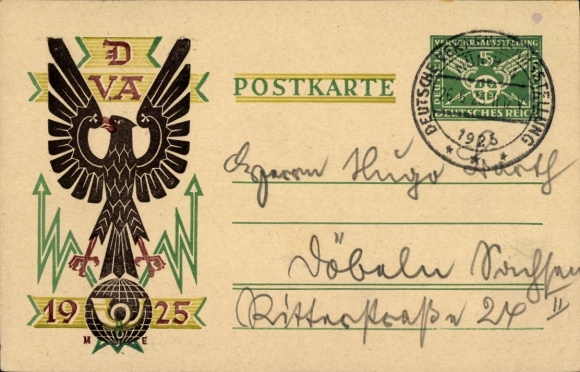 Ganzsachen Ak München Bayern, VDA 1925, Verkehrsausstellung