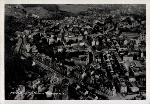 Ak Wałbrzych Waldenburg Schlesien, Fliegeraufnahme