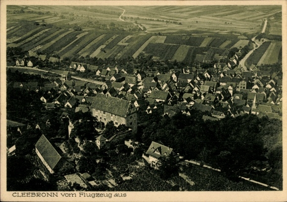 Postcard Cleebronn in Württemberg, aerial photograph
