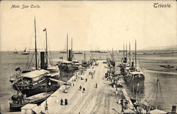 Ak Triest Trieste Friuli Venezia Giulia, Molo San Carlo, Hafen, Schiffe