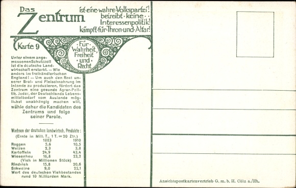 Artist Postcard People&#39;s Party Center, the protective tariff Germany, free trade England