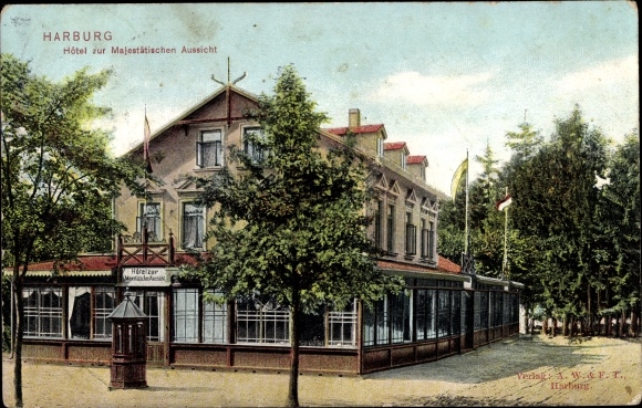 Postcard Hamburg Harburg, Hotel to the Majestic View