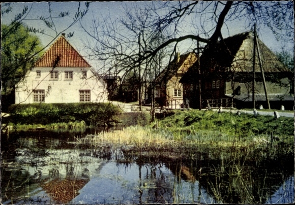 Ak Schirnau Bünsdorf bei Rendsburg, Mühle, Gewässer