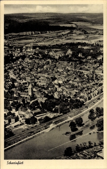 Postcard Schweinfurt in Lower Franconia Bavaria, aerial photograph