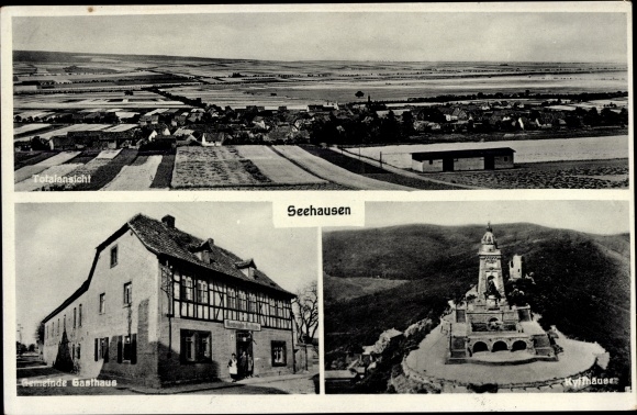 Postcard Seehausen Bad Frankenhausen on Kyffhäuser Thuringia, panorama, community inn, Kyffhäuser