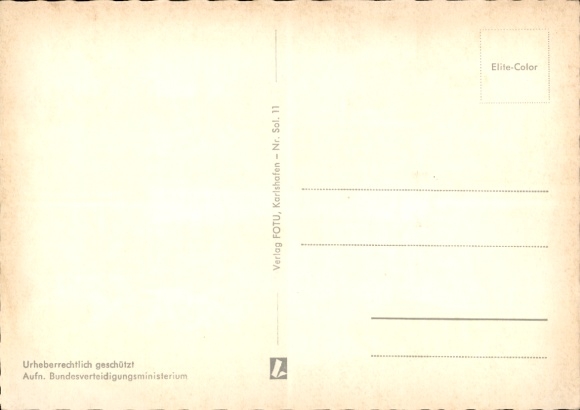Postcard Bundeswehr of the Federal Republic of Germany, self-propelled howitzer, heavy field artillery, HS 30 infantry fighting vehicle, soldiers