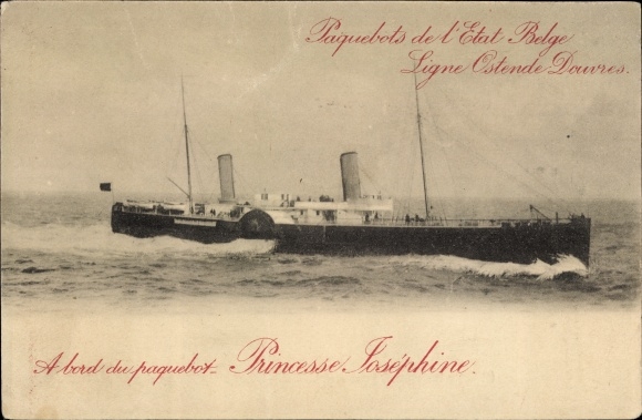 Postal Card Postcard Belgian State Steamers, Ostend Dover Line, Princess Josephine Steamer