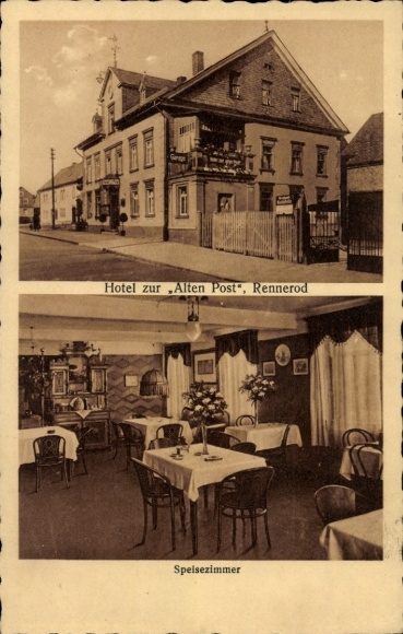 Ak Rennerod im Westerwald, Hotel zur Alten Post, Speisezimmer