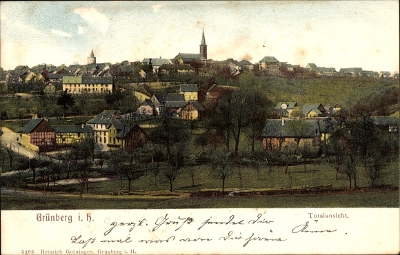 Postcard Grünberg in Hesse, total view