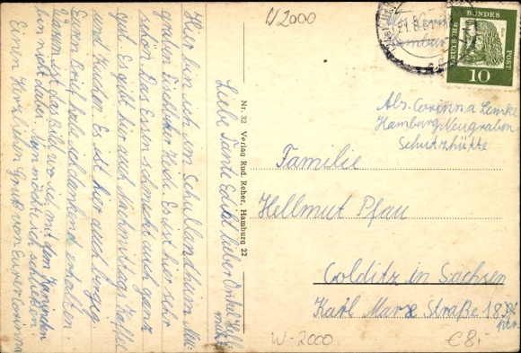 Postcard Hamburg Harburg Neugraben Fischbekt, shelter Fischbeker Heide, football field