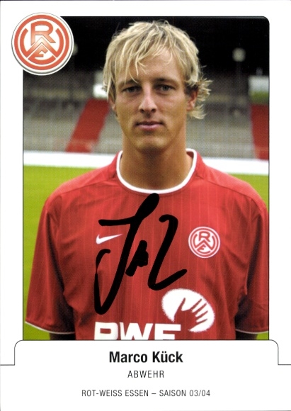 Autogrammkarte Fußballer Marco Kück, Rot Weiss Essen, Autogramm