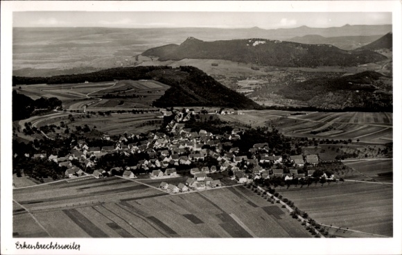 Postcard Erkenbrechtsweiler Swabian Alb, aerial photograph
