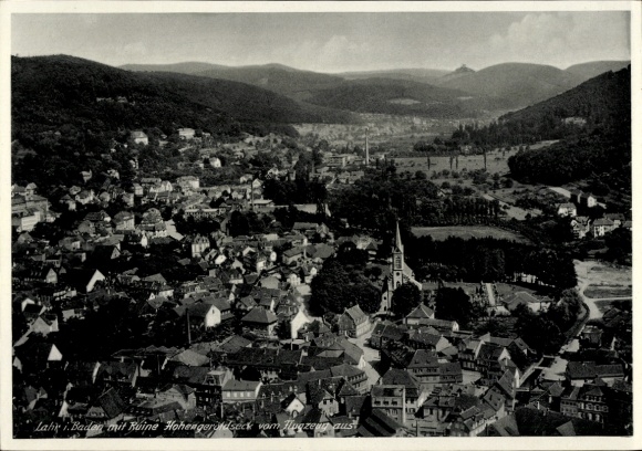 Ak Lahr in Baden Schwarzwald, Fliegeraufnahme, Ruine Hohengeraldseck