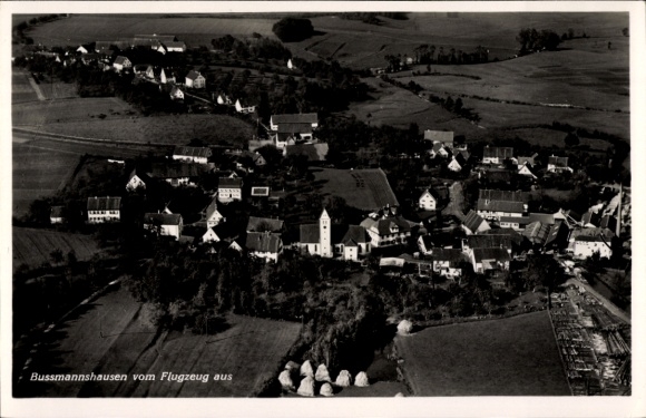 Postcard Bussmannshausen Bußmannshausen Schwendi in Upper Swabia Württemberg, aerial photograph