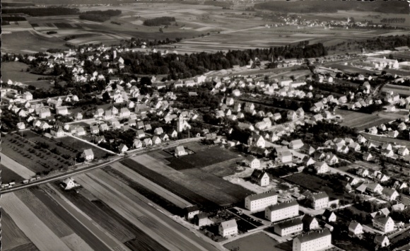 Postcard Senden in Swabia, aerial photograph