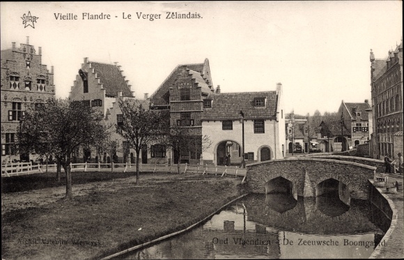 Postcard Gand Liège, World Exhibition 1913, Vieille Flandre, Le Verger Zelandais