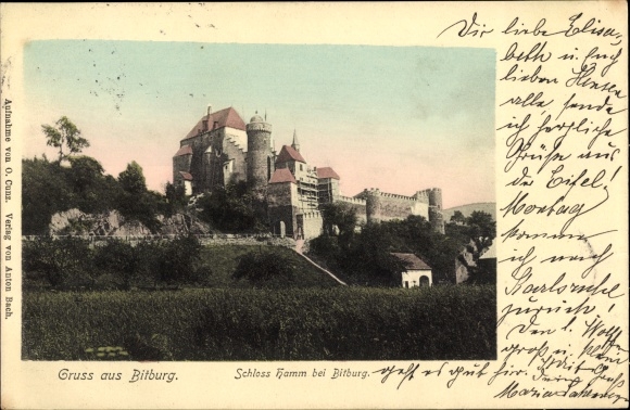 Ansichtkaart Bitburg in de Eifel, kasteel Hamm
