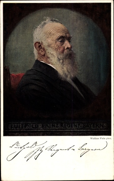 Postal stationery artist PC Firle, Walther, Prince Regent Luitpold of Bavaria, portrait