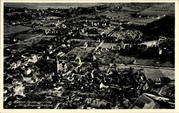 Postcard Geistingen Hennef an der Sieg, aerial photograph