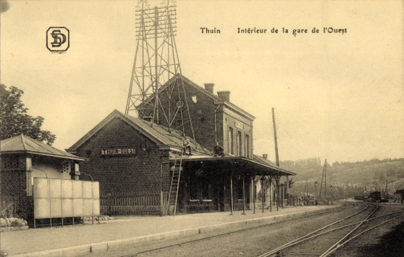 Postkaart Thuin Wallonië Henegouwen, treinstation