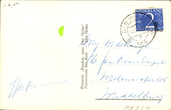 Postcard Den Helder, motorboat