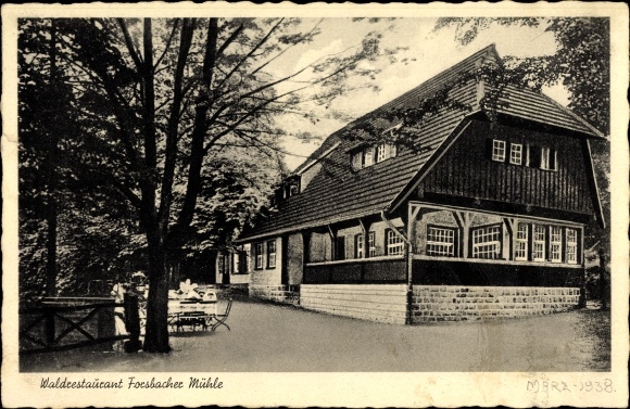 Postcard Rösrath in North Rhine-Westphalia, forest restaurant Forsbacher Mühle, terrace