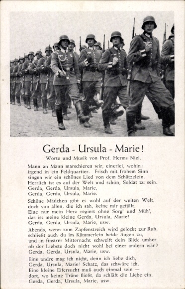 Song Postcard Gerda Ursula Marie, March of Wehrmacht Soldiers, Herms Niel