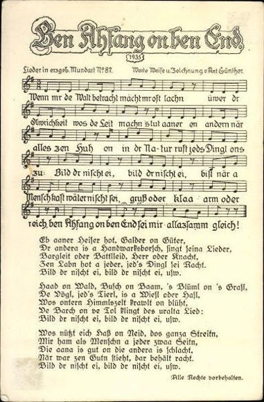 30 individual song cards, Anton Günther