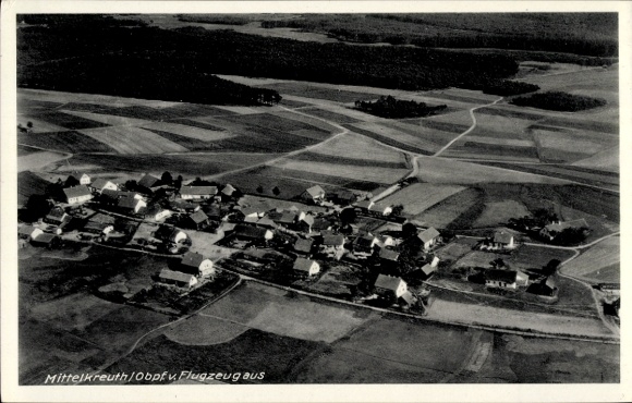 Postcard Mittelkreuth am Tegernsee Upper Bavaria, aerial photograph