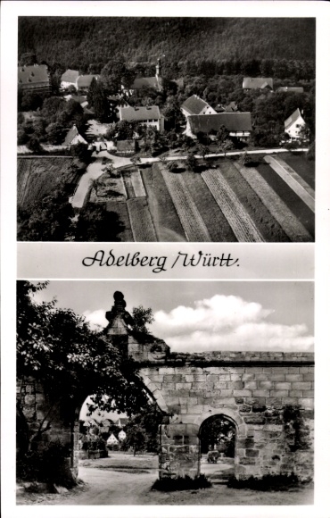 Postcard Adelberg near Göppingen, aerial photograph